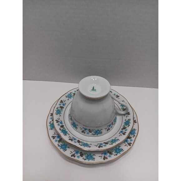 Floral White Porcelain Tea Cup and Saucer Set China - 3 Piece Set - Picture 5 of 7